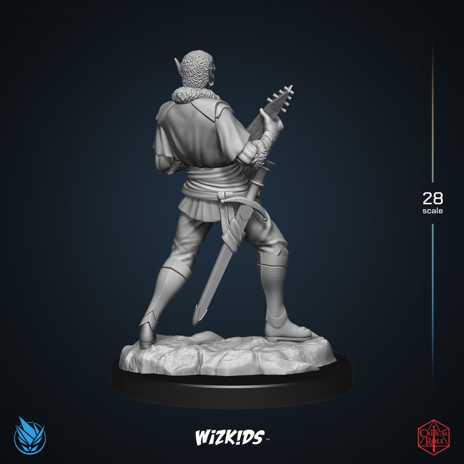 Male Pallid Elf Bard 3D MINIATURE CRITICAL ROLE Tal'Dorei