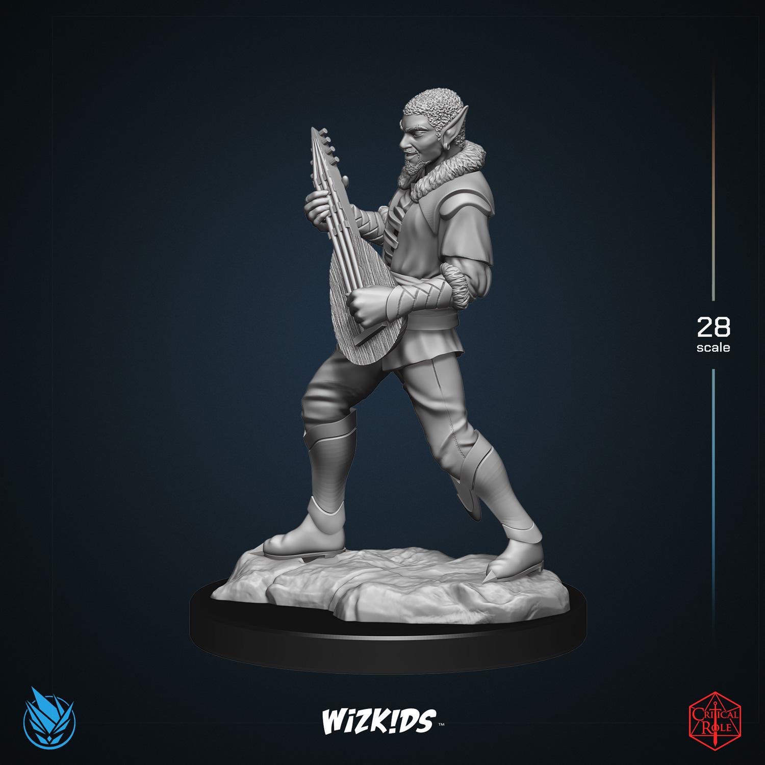 Male Pallid Elf Bard 3D MINIATURE CRITICAL ROLE Tal'Dorei