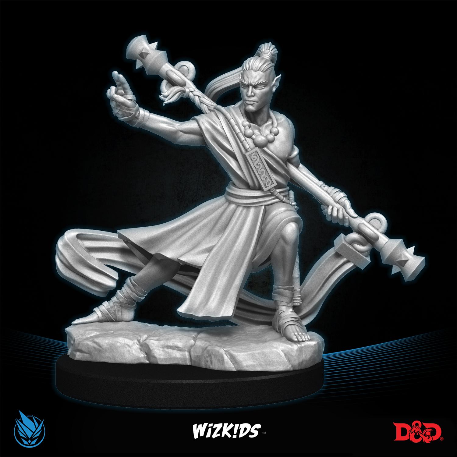 Male elf monk 3D MINIATURE DnD